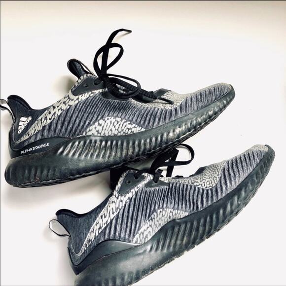 ADIDAS Alphabounce Grey Black Printed Running Gym Athletic Sneakers Shoes 9.5 - Picture 5 of 5